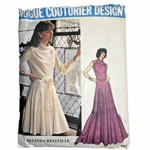 Vogue 1102 Belinda Bellville Dress Draped Cowl Neckline Yoke Size 12 Bust 34